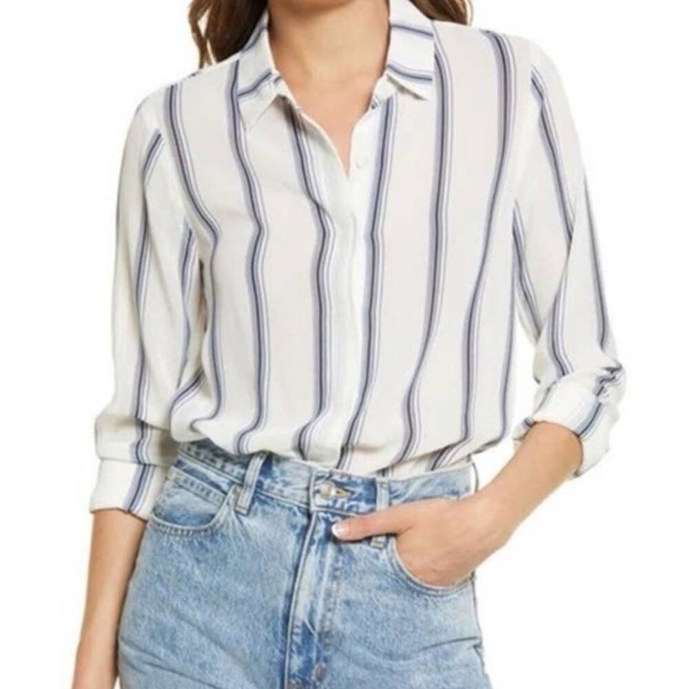 Reformation Violet Blouse Lyon Stripe Medium
